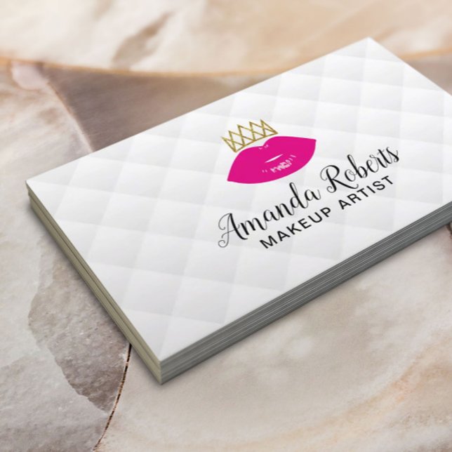 Lip Chef Makeup Artist Rosa Läppar & Krona Modern  Visitkort (Skapare uppladdad)