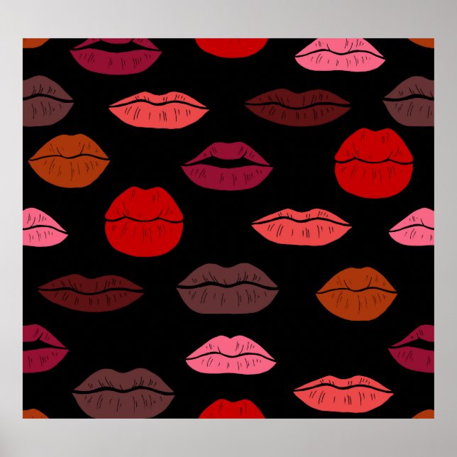 Lip print, Red rosa kisses. Poster (Framsidan)