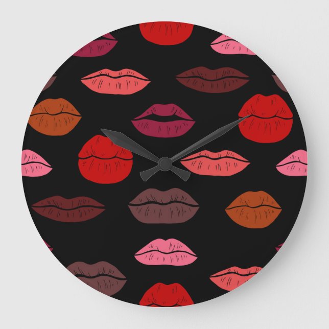 Lip print, Red rosa kisses. Stor Klocka (Framsida)