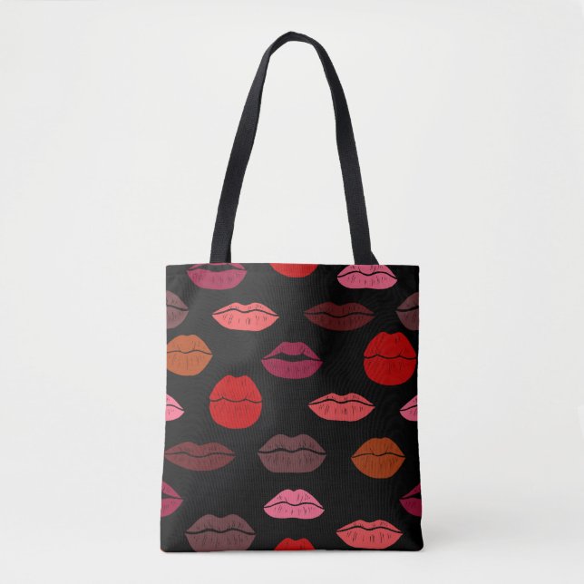 Lip print, Red rosa kisses. Tygkasse (Framsida)