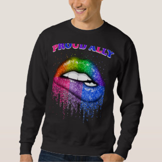 Lip Proud Ally Lgbtq Gay och Lesbisk Pride Rainbo Lång Ärmad Tröja