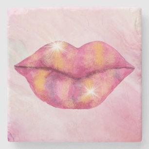 Lip Stone Underlägg i Rosa & Guld Färg