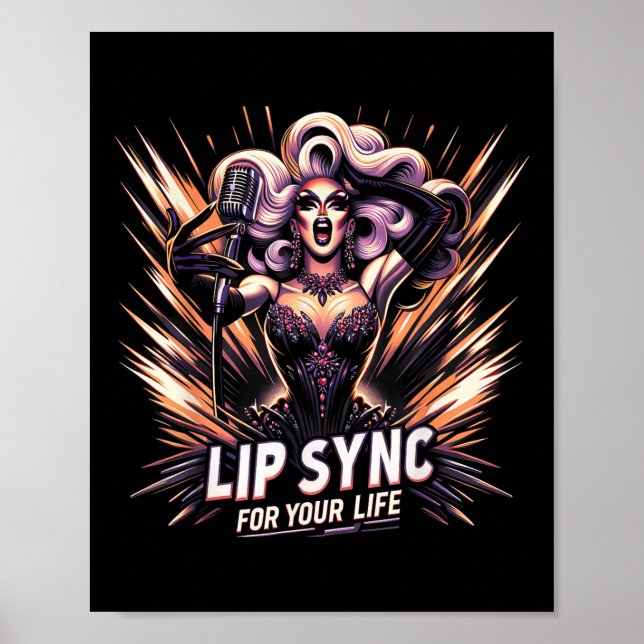 Lip Sync for your Life Drag Queen Funny Graphic Te Poster (Framsidan)