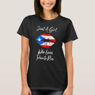 Lip Women's Girls Kärlek Boricua Flagga Puerto Ric T Shirt