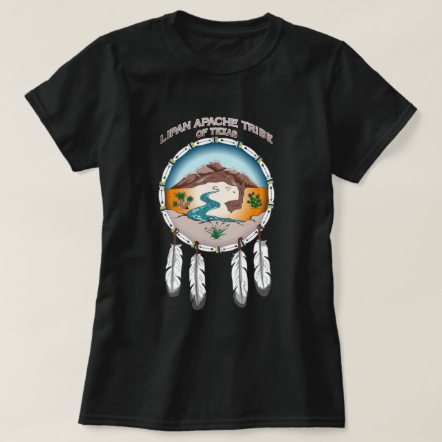 Lipan Apache stam av TX-kvinna grundläggande mörka Tee (Design framsida)