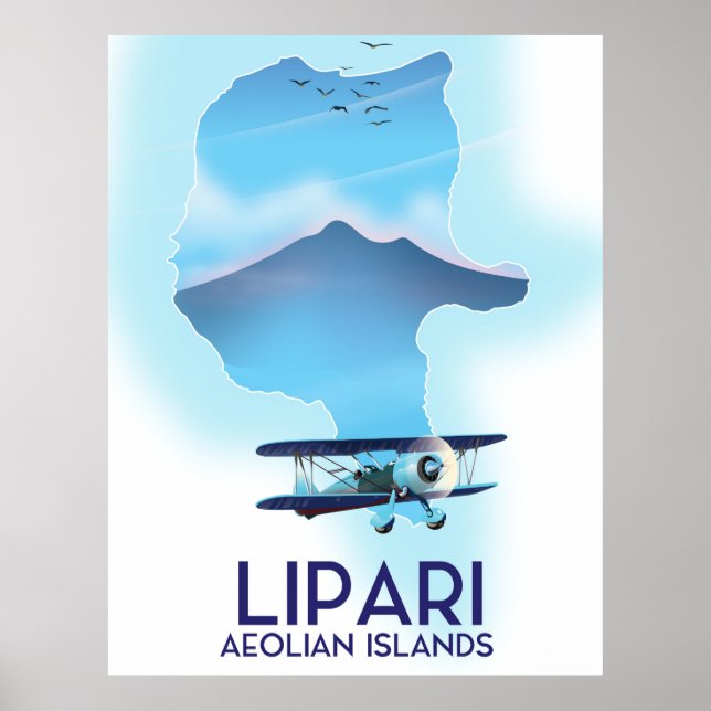 Lipari Aeoliska öarna karta Poster (Framsidan)