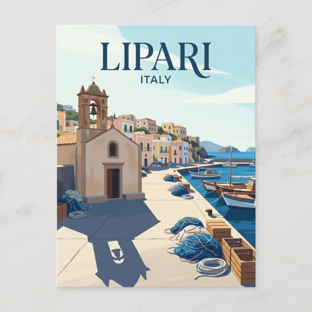 Lipari gamla hamnen Italien Vykort (Framsida)