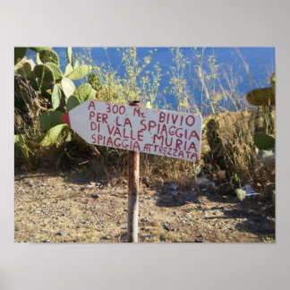 Lipari Roadside Sign Poster