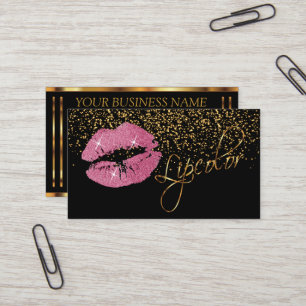 Lipcolor with Guld Confetti & Söt Rosa Läppar Visitkort