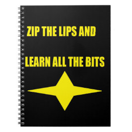 Lipp zip gul text på svart design anteckningsbok