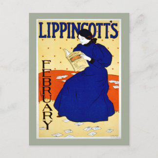 Lippincotts Vintage Magazine Cover Februari Vykort