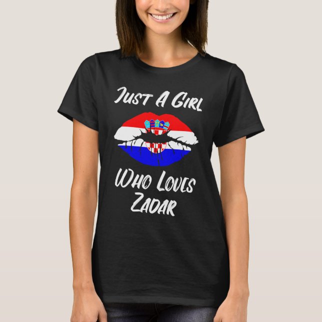 Lips and Mouth Love Croatian Flag Zadar T Shirt (Framsida)