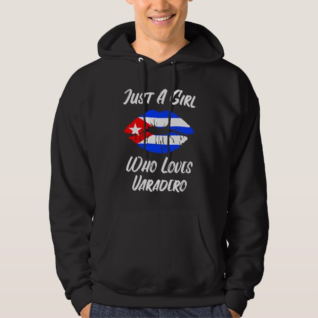 Lips and Mouth Love Cuban Flag Varadero Hoodie (Framsida)