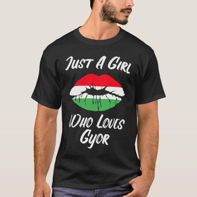 Lips and Mouth Love Hungarian Flag Gyor T Shirt (Framsida)