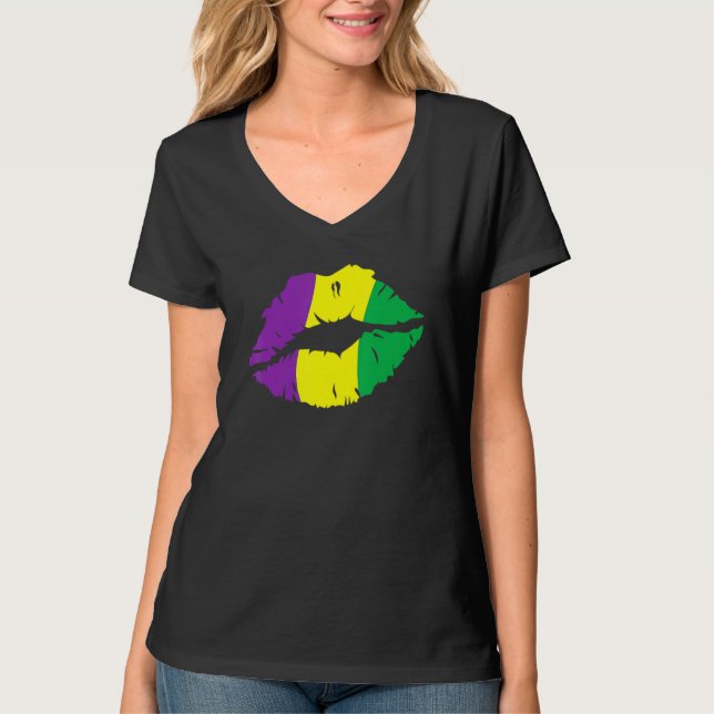 Lips Kiss Mardi Gras New Orleans Gifts For Women_1 T Shirt (Framsida)