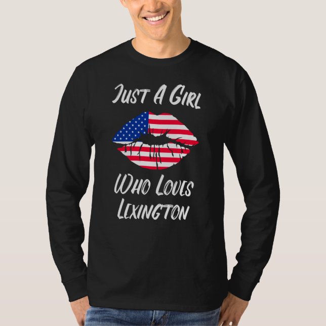 Lips Mouth Love American Flag Lexington T Shirt (Framsida)