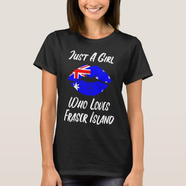 Lips Mouth Love Australian Flag Fraser Island T Shirt (Framsida)