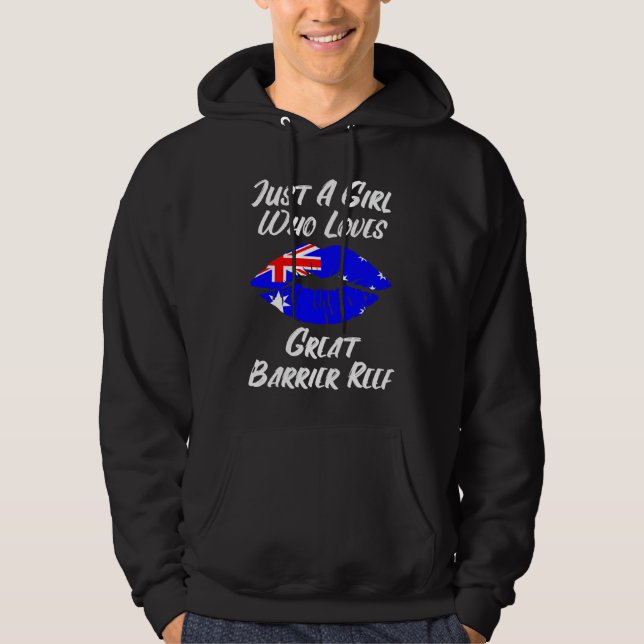 Lips Mouth Love Australian Flag Great Barrier Reef Hoodie (Framsida)
