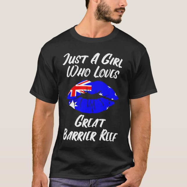 Lips Mouth Love Australian Flag Great Barrier Reef T Shirt (Framsida)