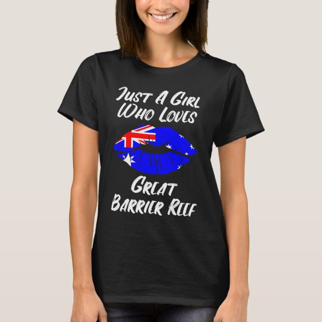 Lips Mouth Love Australian Flag Great Barrier Reef T Shirt (Framsida)