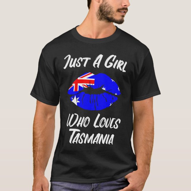 Lips Mouth Love Australian Flag Tasmania T Shirt (Framsida)