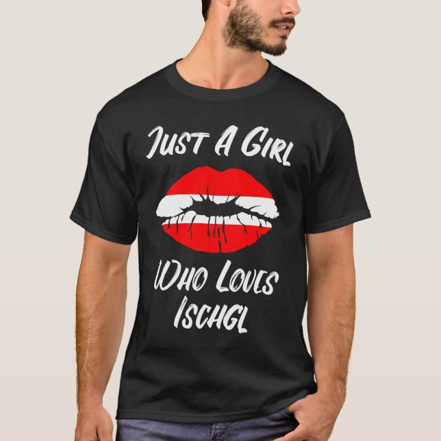 Lips Mouth Love Austria Flag Ischgl T Shirt (Framsida)