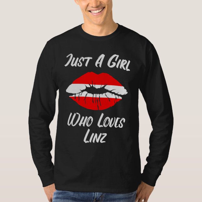 Lips Mouth Love Austria Flag Linz T Shirt (Framsida)