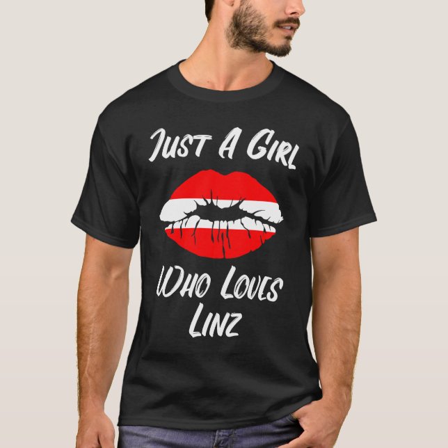 Lips Mouth Love Austria Flag Linz T Shirt (Framsida)