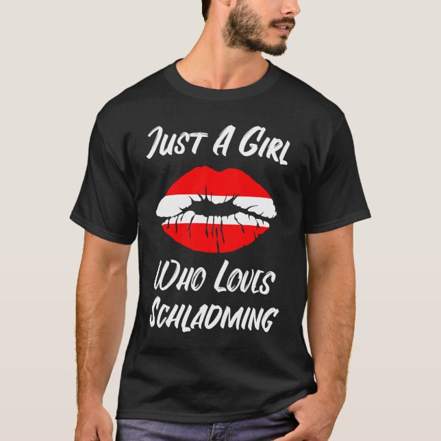 Lips Mouth Love Austria Flag Schladming T Shirt (Framsida)