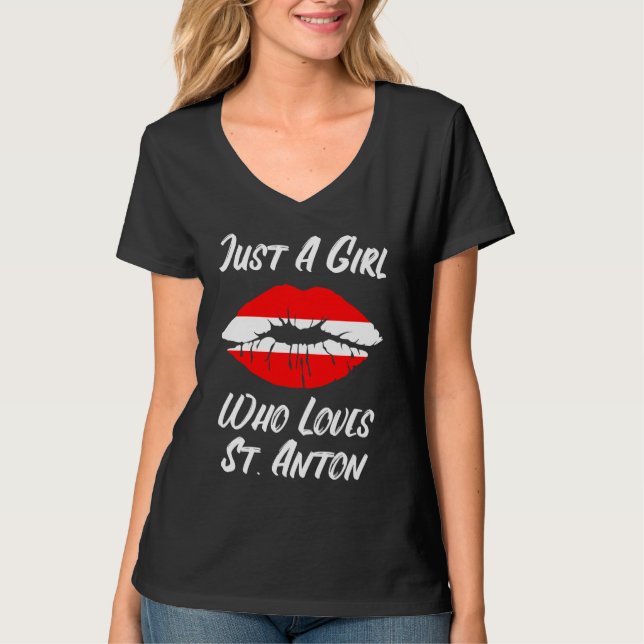 Lips Mouth Love Austria Flag St Anton T Shirt (Framsida)
