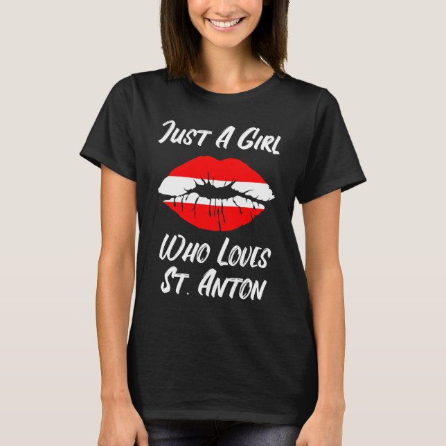 Lips Mouth Love Austria Flag St Anton T Shirt (Framsida)