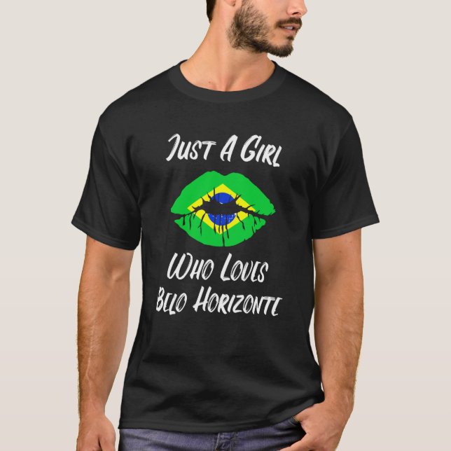 Lips Mouth Love Brazilian Flag Belo Horizons T Shirt (Framsida)