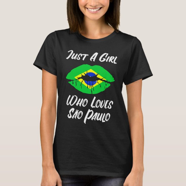 Lips Mouth Love Brazilian Flag Sao Paulo T Shirt (Framsida)