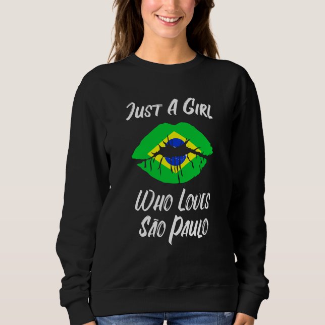 Lips Mouth Love Brazilian Flag Sao Paulo T Shirt (Framsida)