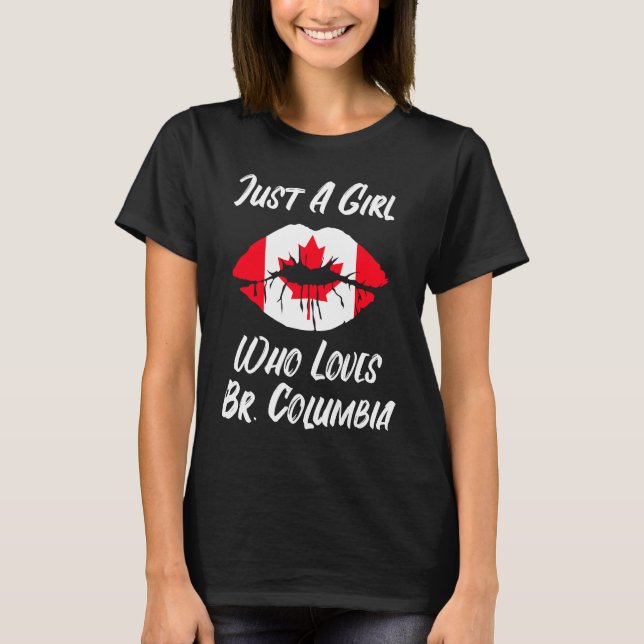 Lips Mouth Love Canadian Flag British Columbia T Shirt (Framsida)
