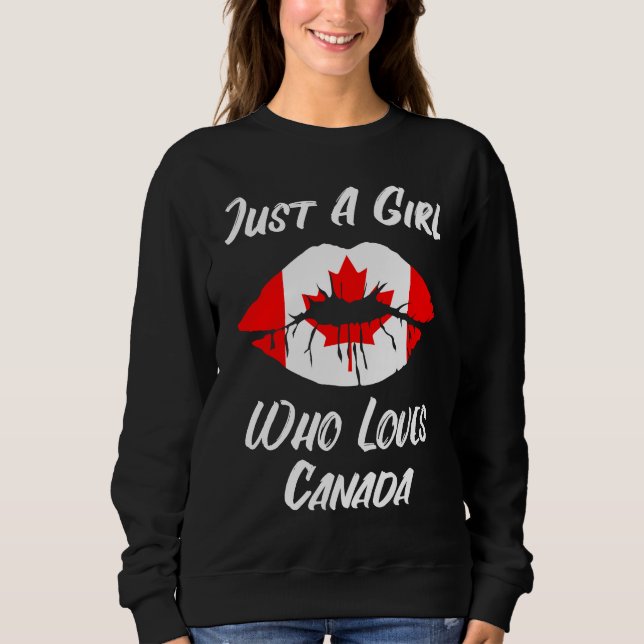 Lips Mouth Love Canadian Flag Canada T Shirt (Framsida)