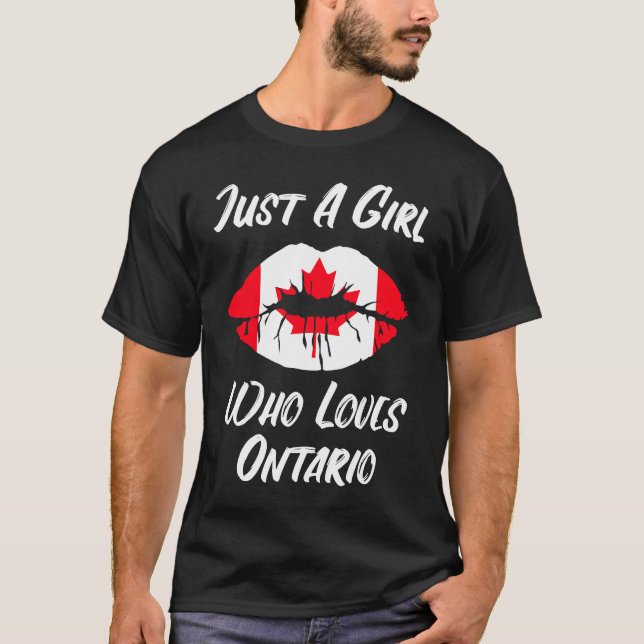 Lips Mouth Love Canadian Flag Ontario T Shirt (Framsida)