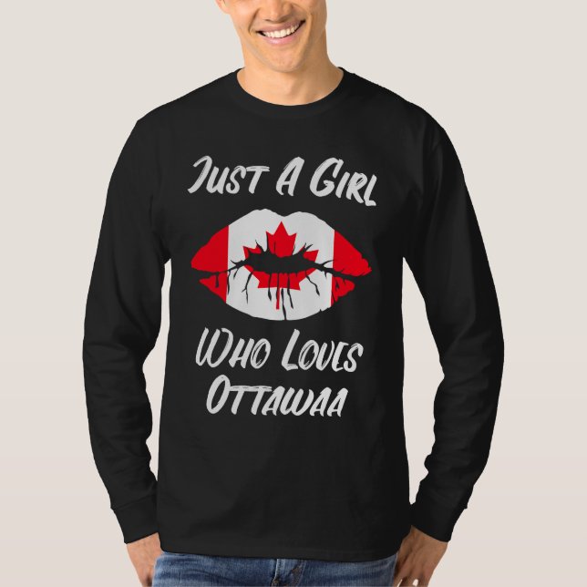Lips Mouth Love Canadian Flag Ottawa T Shirt (Framsida)