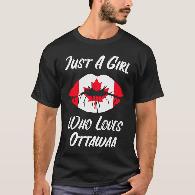 Lips Mouth Love Canadian Flag Ottawa T Shirt (Framsida)