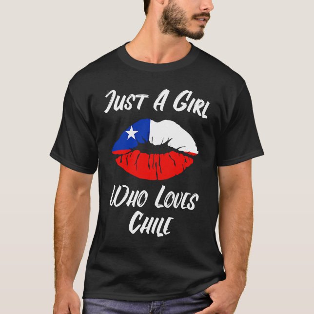 Lips Mouth Love Chillean Flag Chile T Shirt (Framsida)