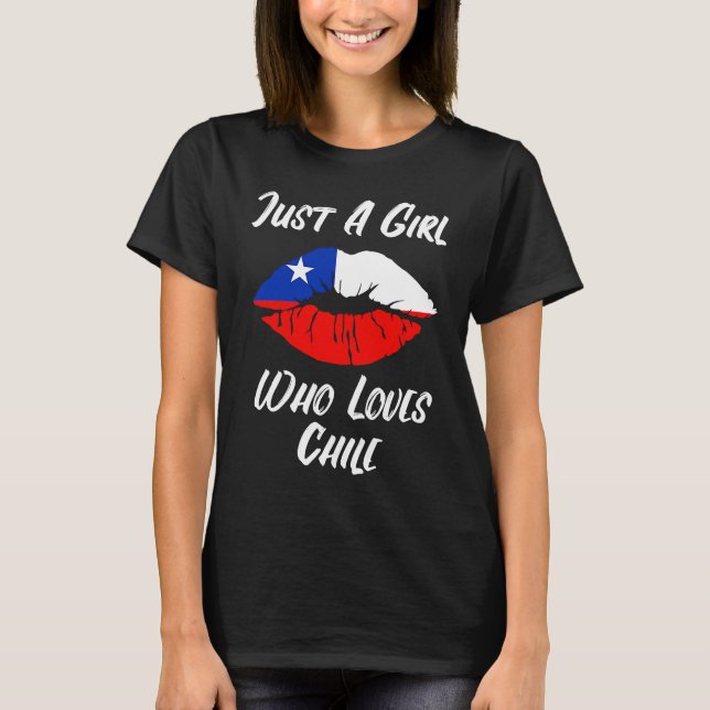Lips Mouth Love Chillean Flag Chile T Shirt (Framsida)