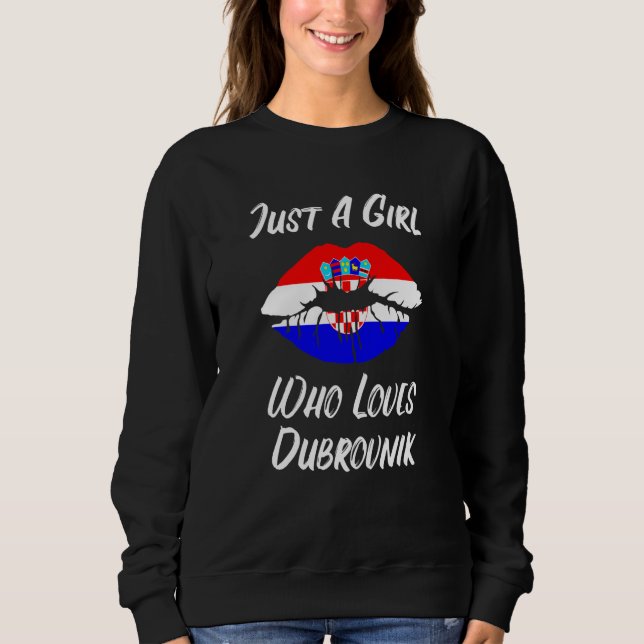Lips Mouth Love Croatia Flag Dubrovnik T Shirt (Framsida)