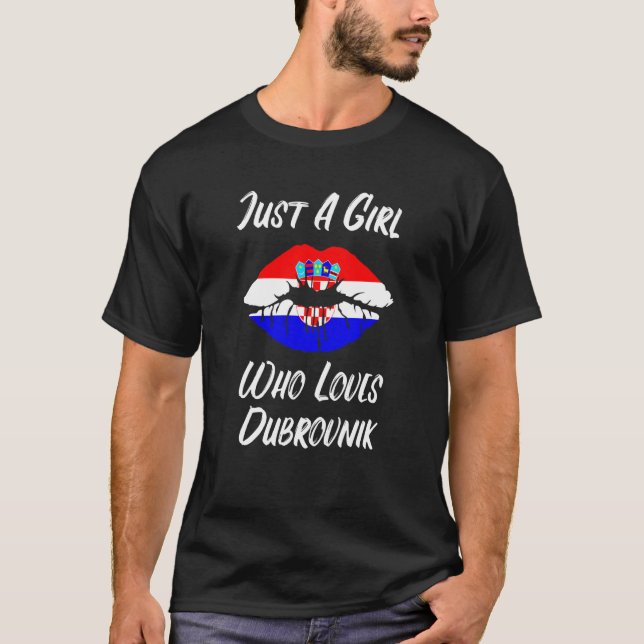 Lips Mouth Love Croatia Flag Dubrovnik T Shirt (Framsida)