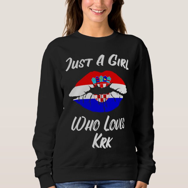 Lips Mouth Love Croatia Flag Krk T Shirt (Framsida)