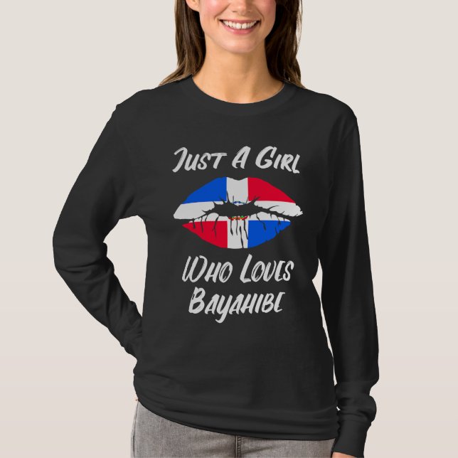 Lips Mouth Love Dominican Republic Flag Bayahibe T Shirt (Framsida)