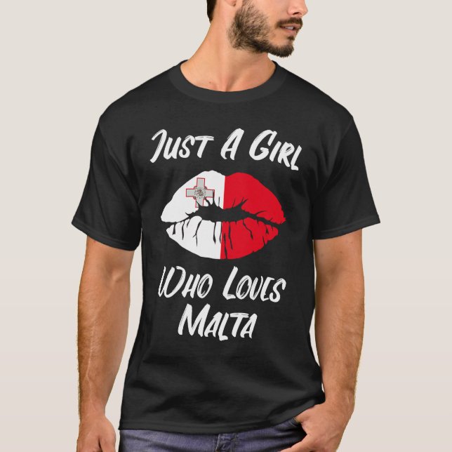 Lips Mouth Love Flag Malta T Shirt (Framsida)