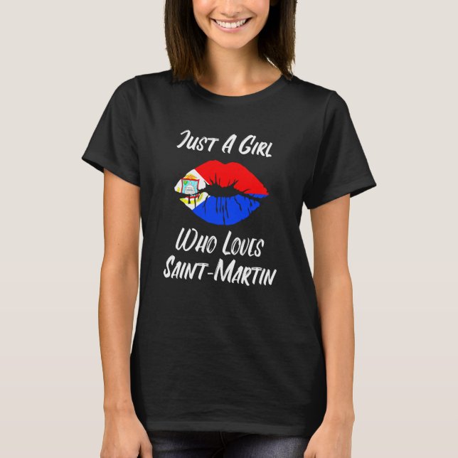 Lips Mouth Love Flag St Maarten T Shirt (Framsida)