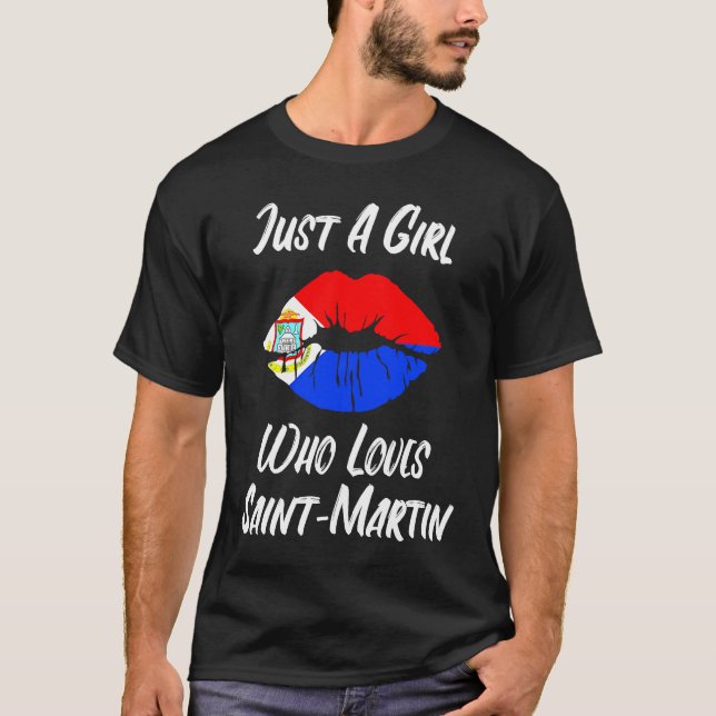 Lips Mouth Love Flag St Maarten T Shirt (Framsida)
