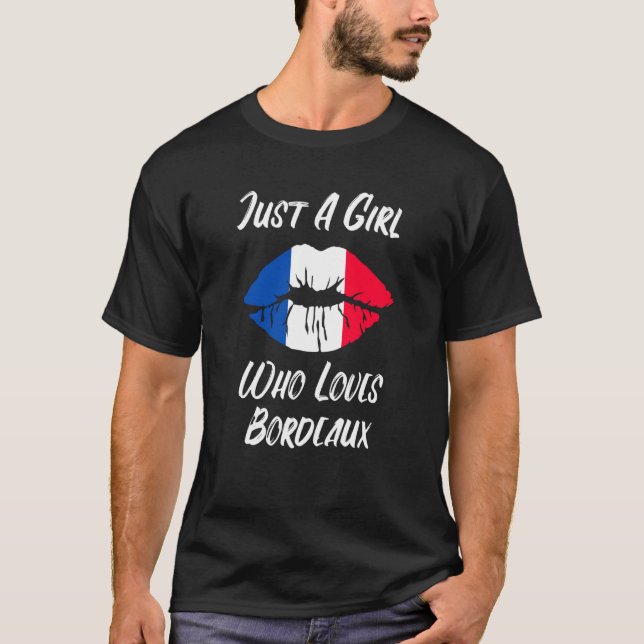 Lips Mouth Love French Flag Bordeaux T Shirt (Framsida)