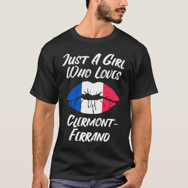 Lips Mouth Love French Flag Clermont Ferrand T Shirt (Framsida)
